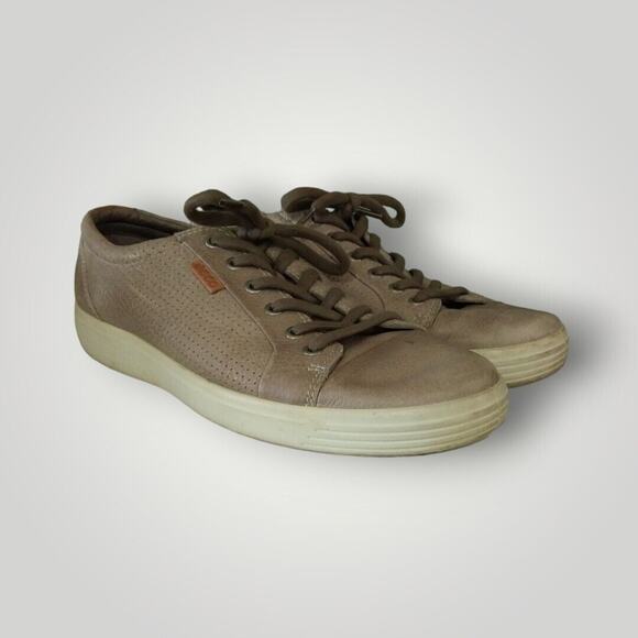 ECCO Soft 7 Shoes Mens 45 / 11 Brown Leather Comfort Lace Up Walking Sneaker - Picture 1 of 6